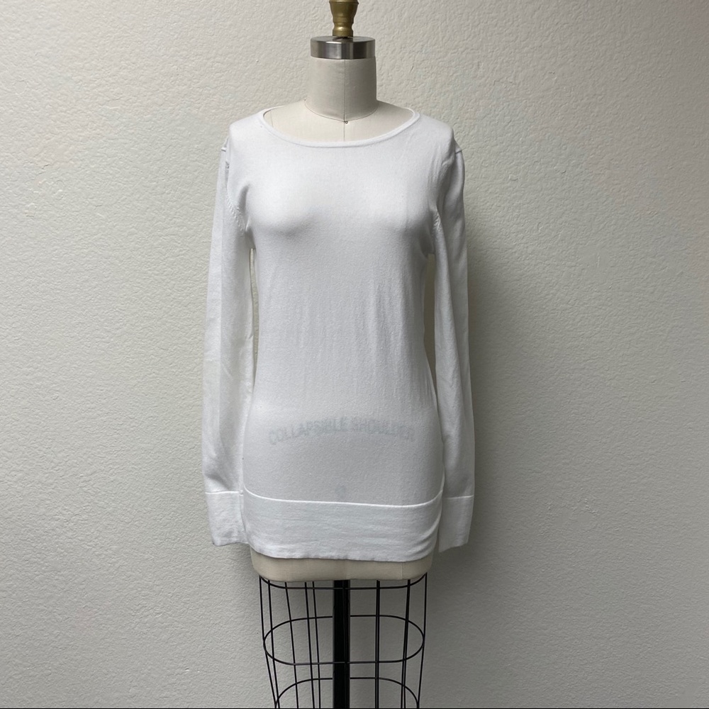 Minnie Rose Scoop Neck Long Sleeve White